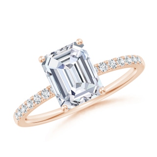 8x6mm FGVS Lab-Grown Emerald-Cut Diamond Engagement Ring with Lab Diamond Accents in Rose Gold