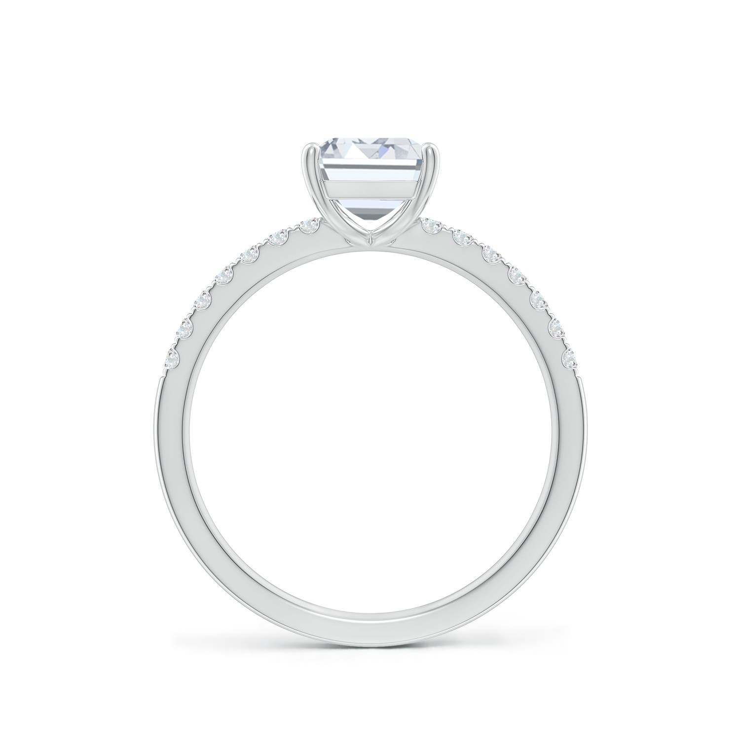 8x6mm FGVS Lab-Grown Emerald-Cut Diamond Engagement Ring with Lab Diamond Accents in White Gold - side 3