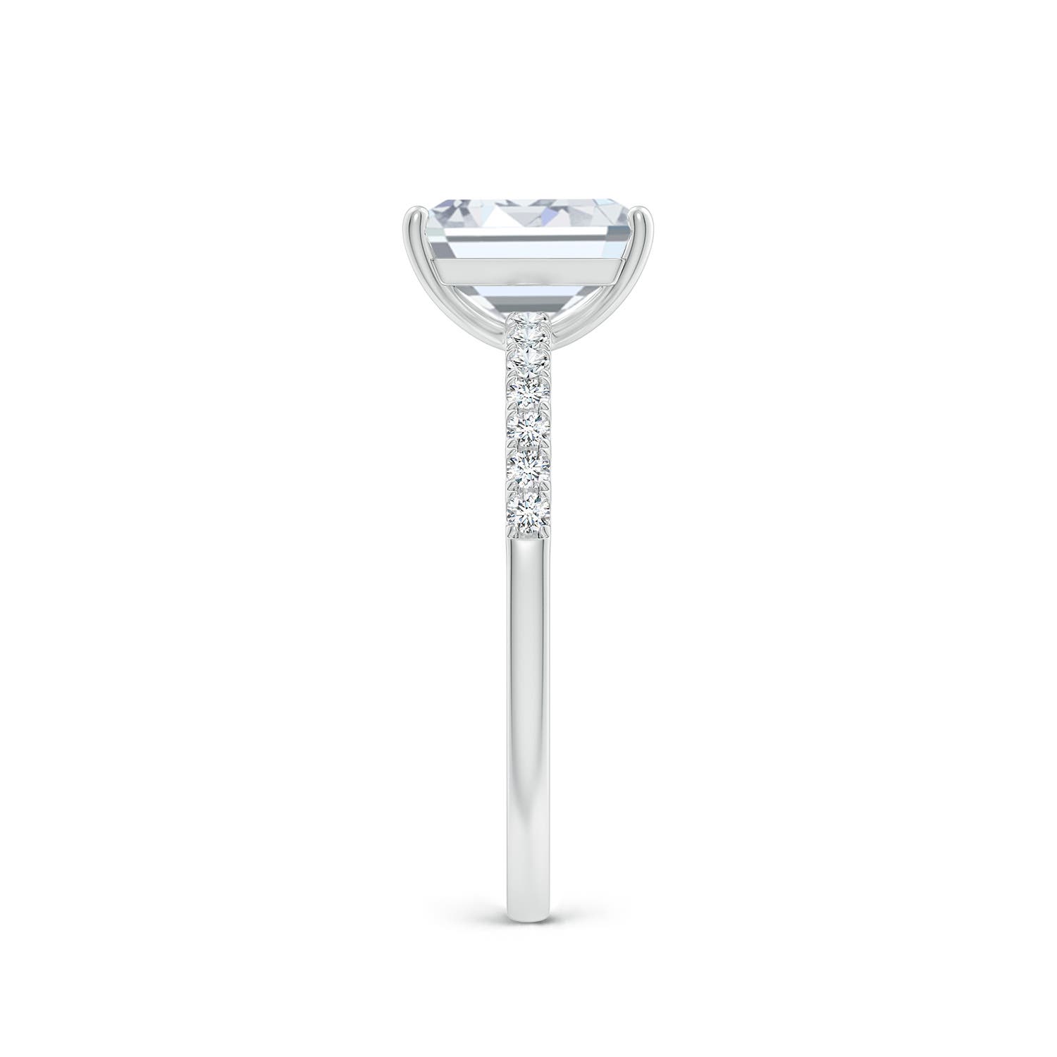 8x6mm FGVS Lab-Grown Emerald-Cut Diamond Engagement Ring with Lab Diamond Accents in White Gold - side 4