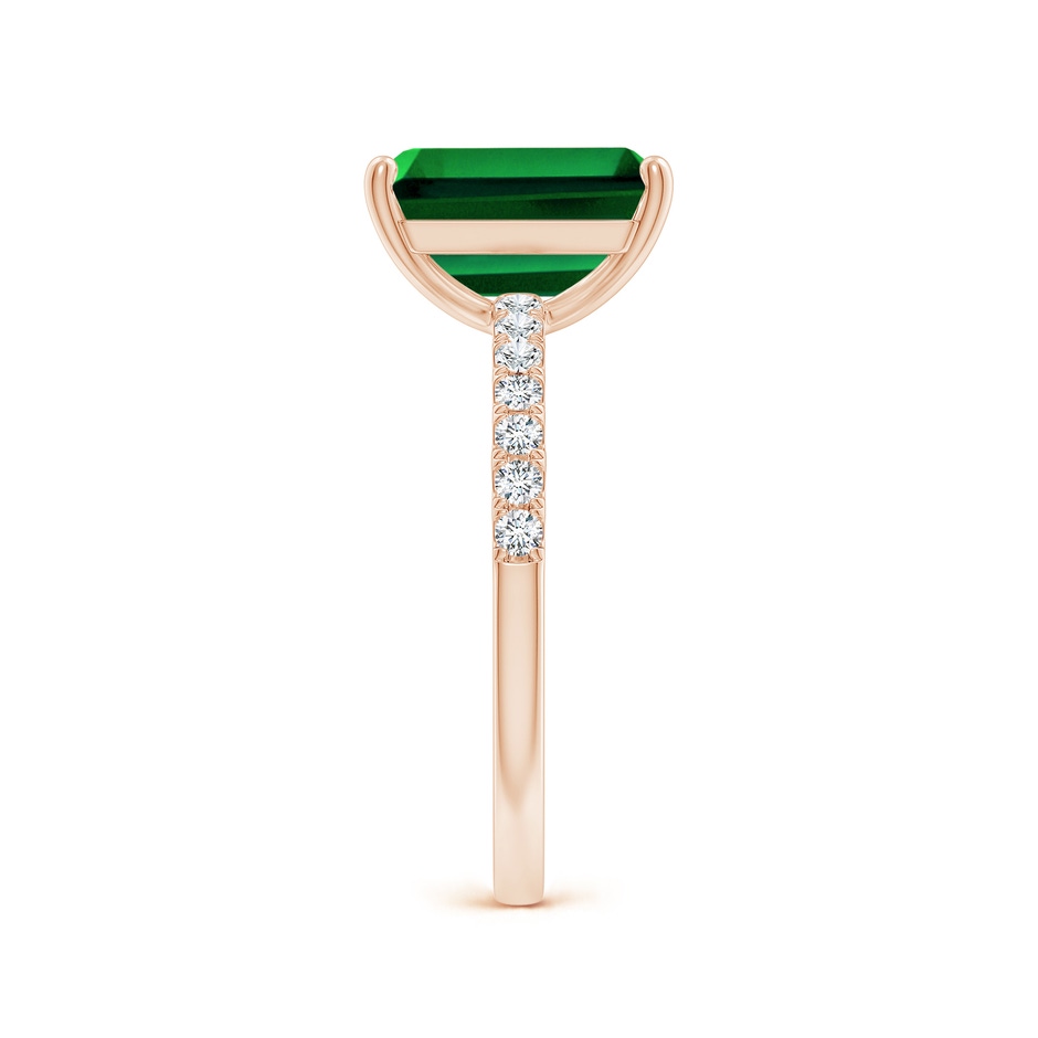 10x8mm Labgrown Lab-Grown Emerald-Cut Emerald Engagement Ring with Diamonds in Rose Gold side 299