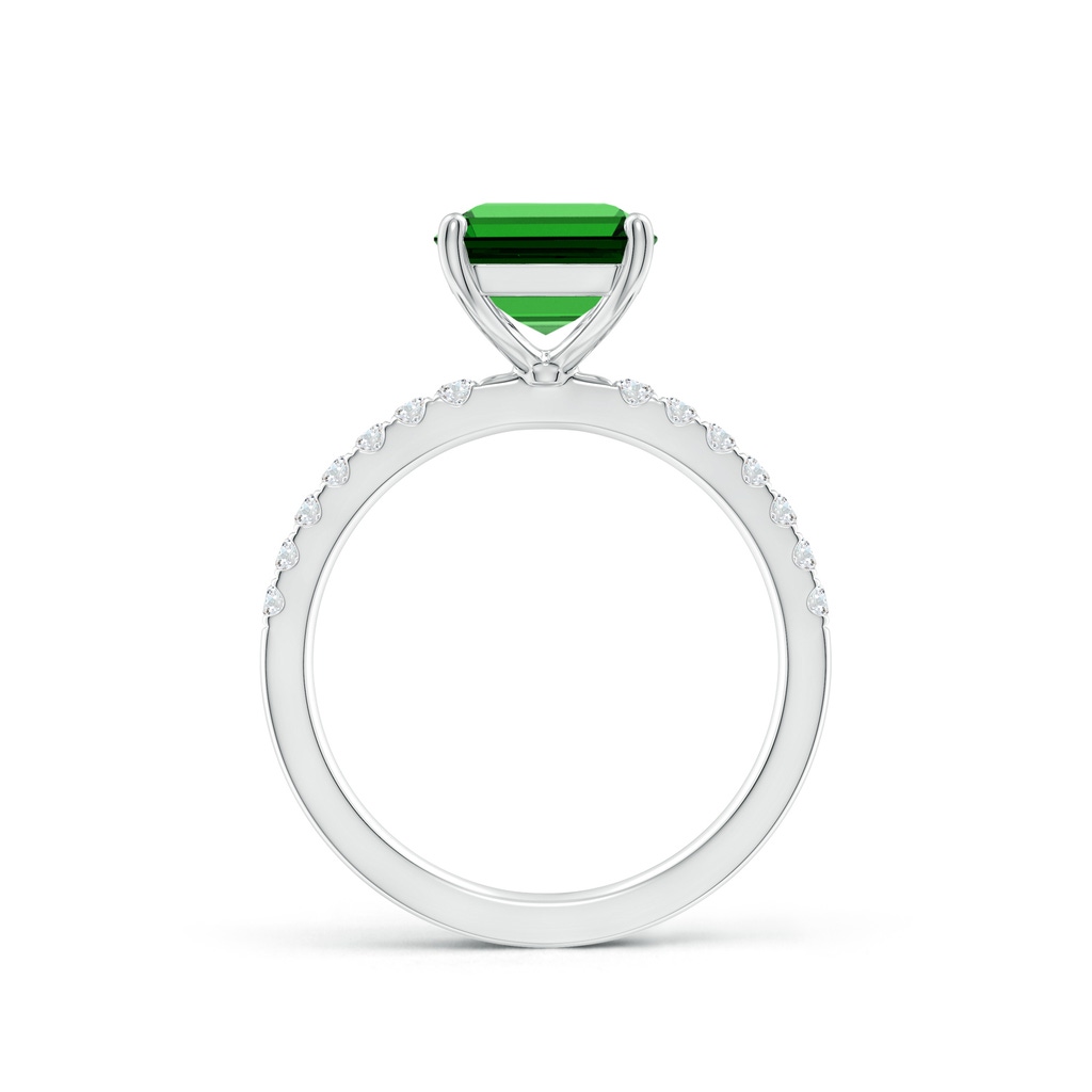 10x8mm Labgrown Lab-Grown Emerald-Cut Emerald Engagement Ring with Diamonds in White Gold Side 199