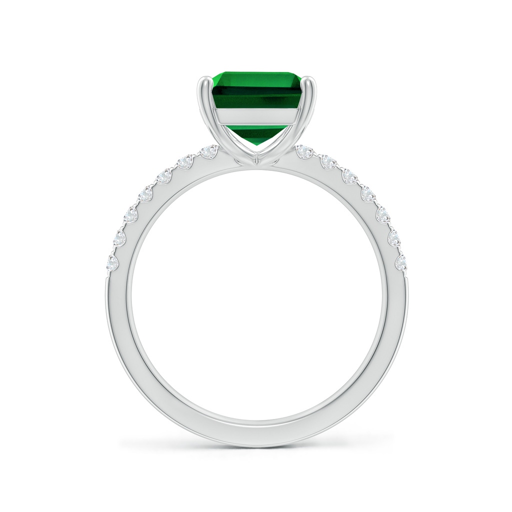 10x8mm Labgrown Lab-Grown Emerald-Cut Emerald Engagement Ring with Diamonds in White Gold Side 199