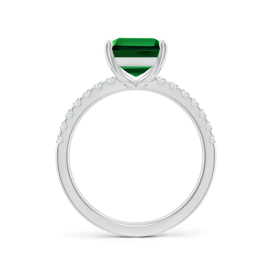 10x8mm Labgrown Lab-Grown Emerald-Cut Emerald Engagement Ring with Diamonds in White Gold side 199