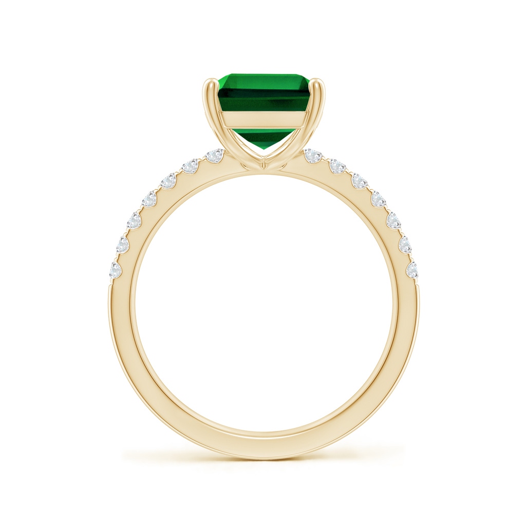 10x8mm Labgrown Lab-Grown Emerald-Cut Emerald Engagement Ring with Diamonds in Yellow Gold - side 199