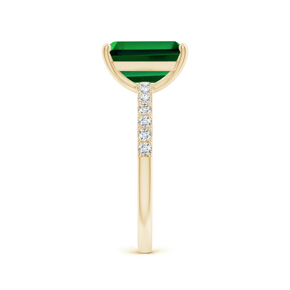 10x8mm Labgrown Lab-Grown Emerald-Cut Emerald Engagement Ring with Diamonds in Yellow Gold side 299