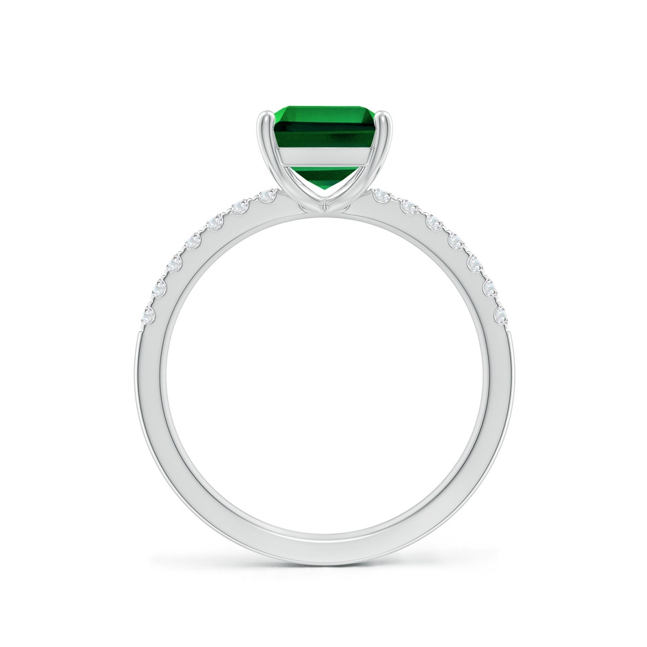 9x7mm Labgrown Lab-Grown Emerald-Cut Emerald Engagement Ring with Diamonds in 18K White Gold side 199