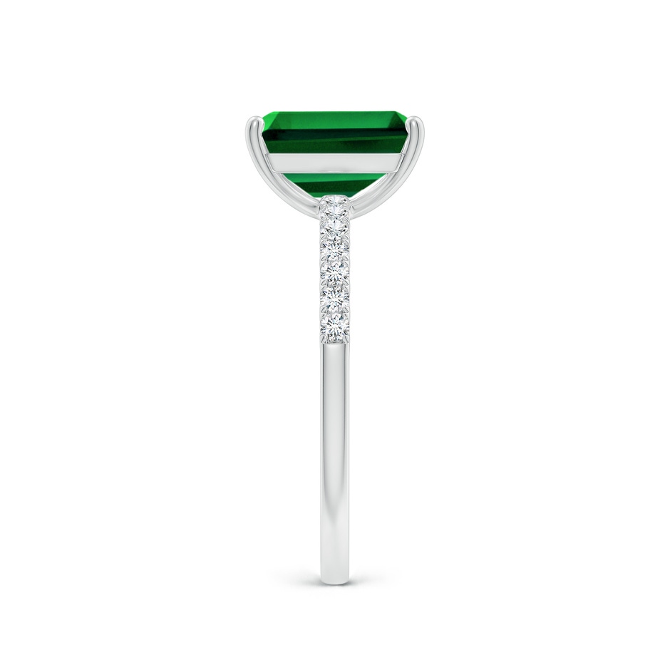 9x7mm Labgrown Lab-Grown Emerald-Cut Emerald Engagement Ring with Diamonds in 18K White Gold side 299
