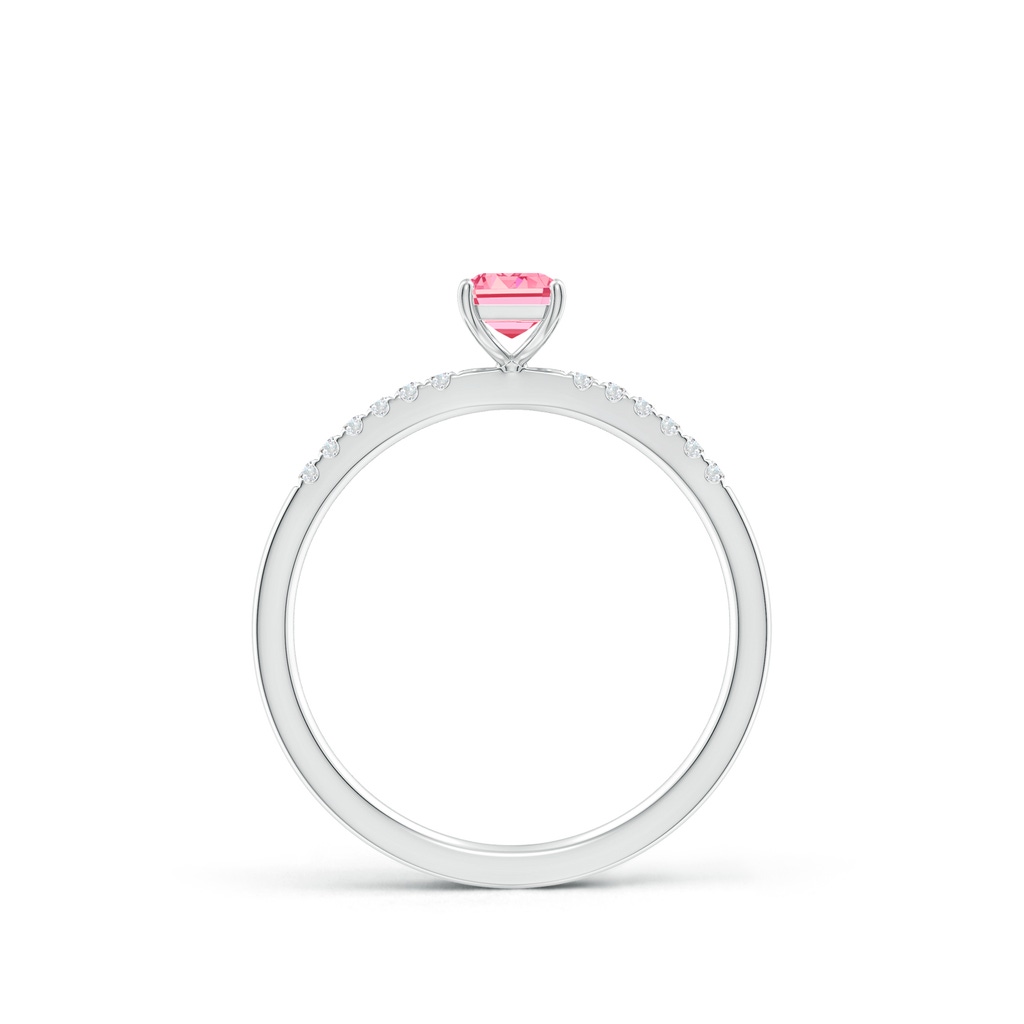 6x4mm Labgrown Emerald-Cut Lab-Grown Fancy Intense Pink Diamond Engagement Ring in S999 Silver - side 199