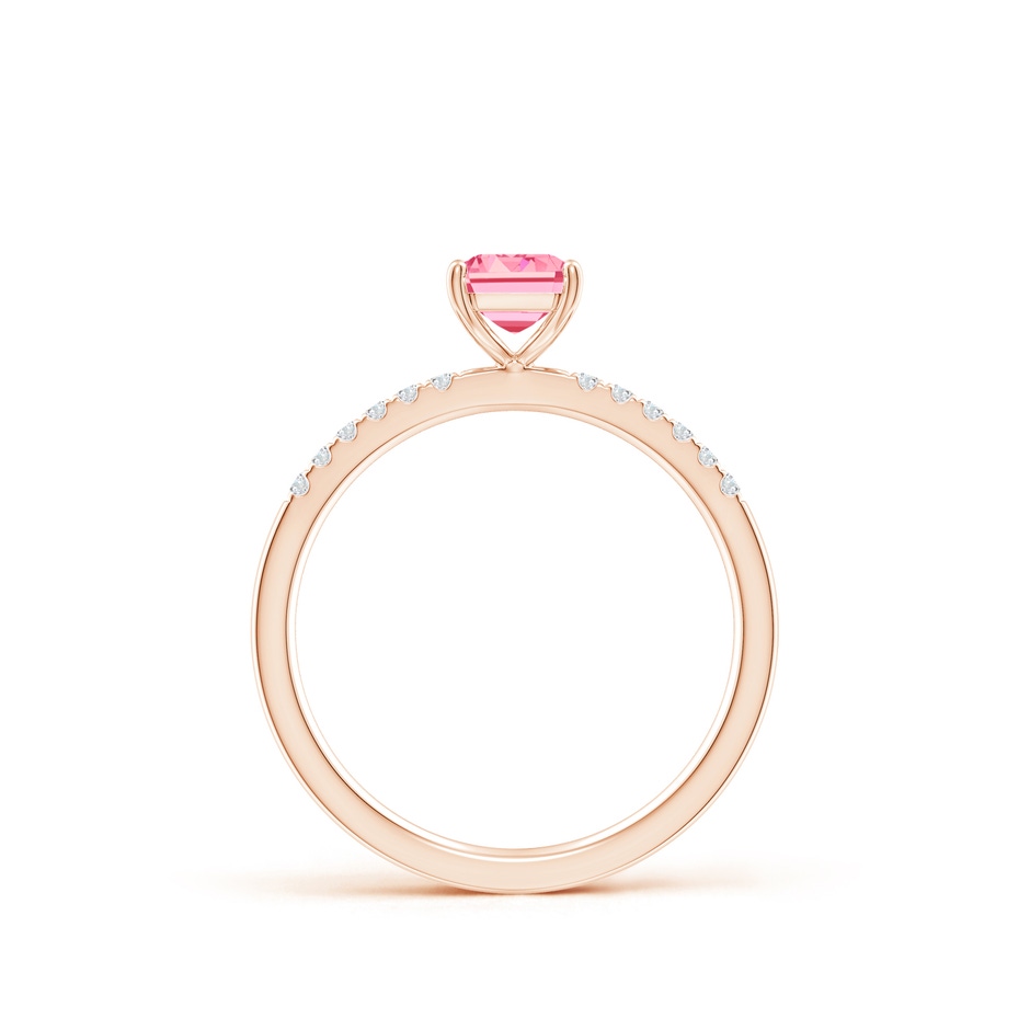7x5mm Labgrown Emerald-Cut Lab-Grown Fancy Intense Pink Diamond Engagement Ring in Rose Gold side 199