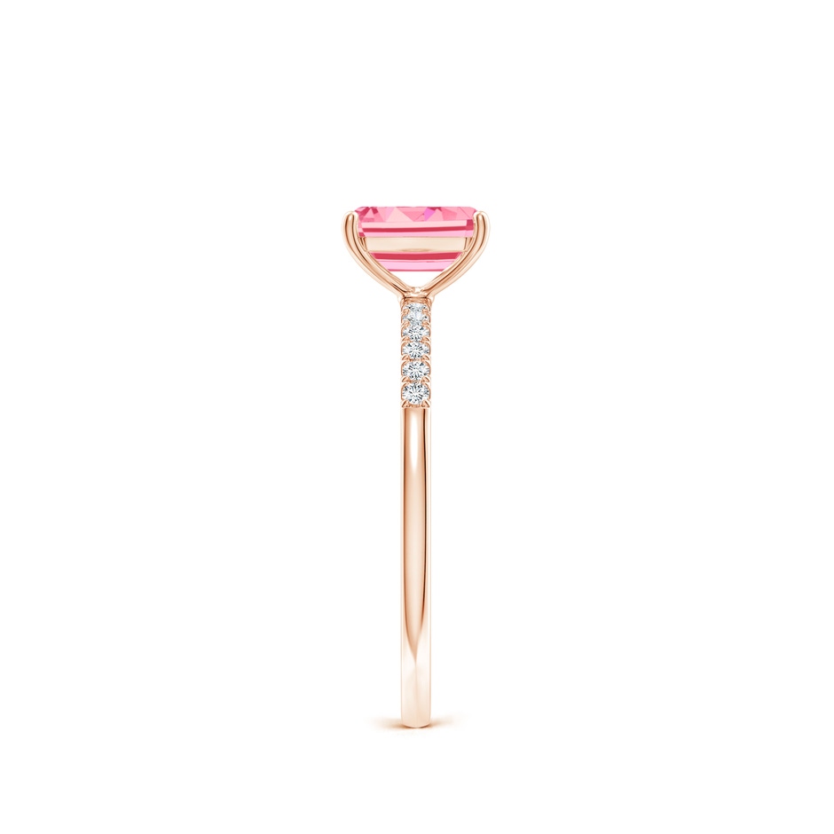 7x5mm Labgrown Emerald-Cut Lab-Grown Fancy Intense Pink Diamond Engagement Ring in Rose Gold side 299