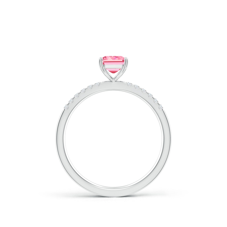 7x5mm Labgrown Emerald-Cut Lab-Grown Fancy Intense Pink Diamond Engagement Ring in S999 Silver side 199