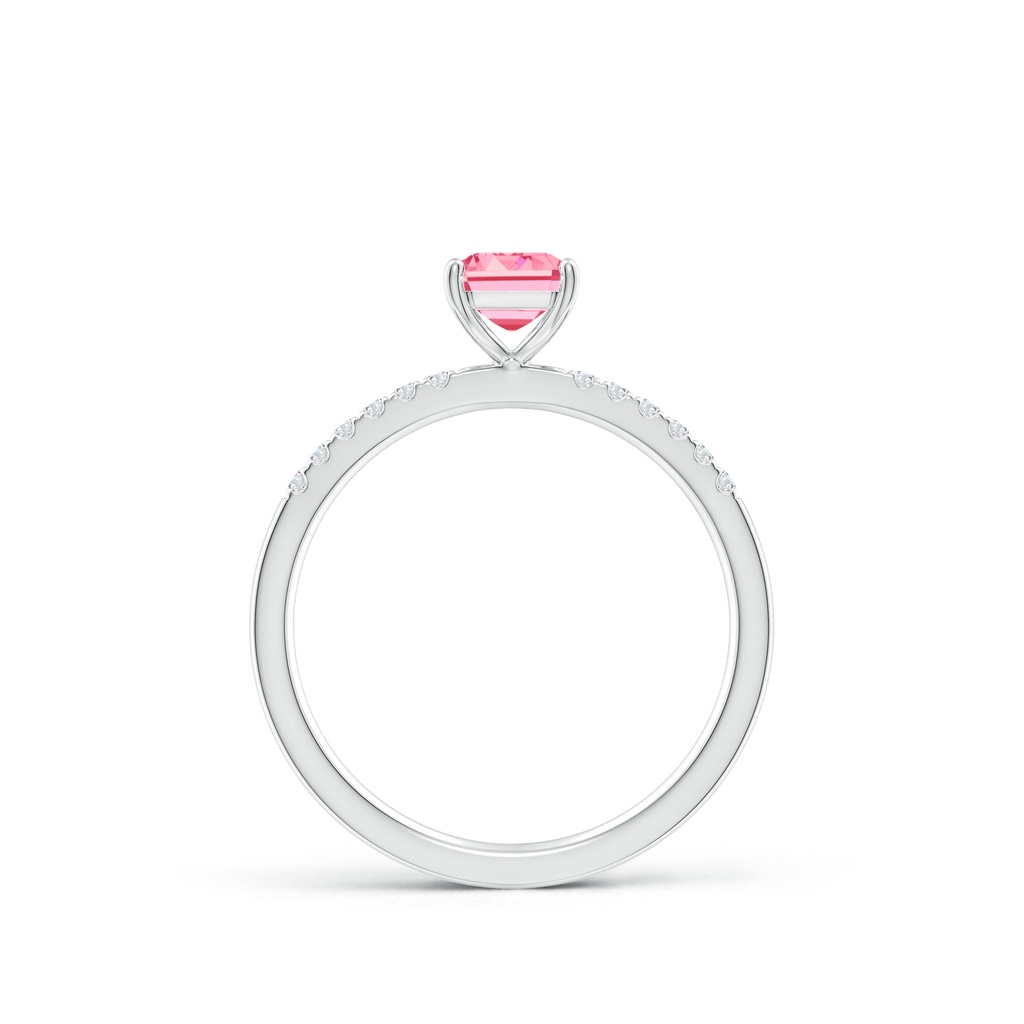 7x5mm Labgrown Emerald-Cut Lab-Grown Fancy Intense Pink Diamond Engagement Ring in White Gold - side 199
