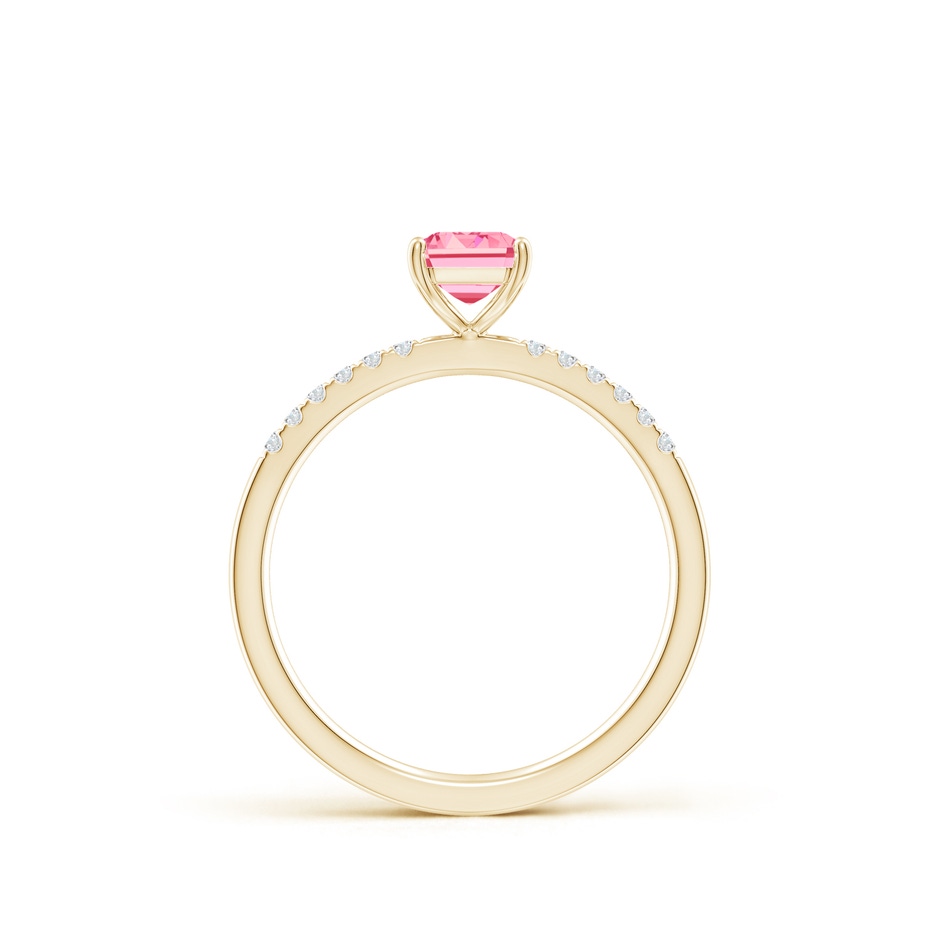 7x5mm Labgrown Emerald-Cut Lab-Grown Fancy Intense Pink Diamond Engagement Ring in Yellow Gold side 199