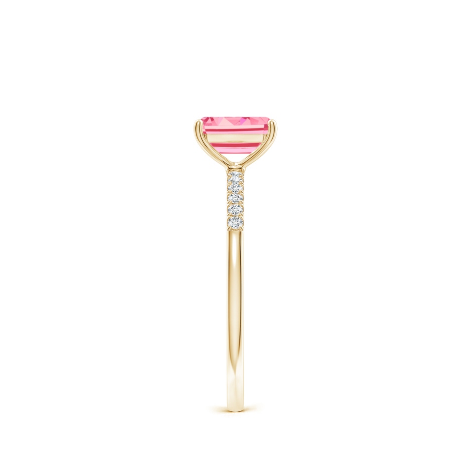 7x5mm Labgrown Emerald-Cut Lab-Grown Fancy Intense Pink Diamond Engagement Ring in Yellow Gold side 299