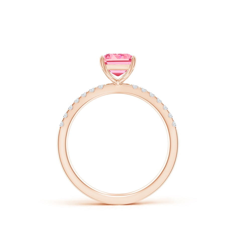 8x6mm Labgrown Emerald-Cut Lab-Grown Fancy Intense Pink Diamond Engagement Ring in Rose Gold side 199