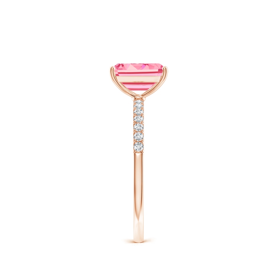 8x6mm Labgrown Emerald-Cut Lab-Grown Fancy Intense Pink Diamond Engagement Ring in Rose Gold side 299
