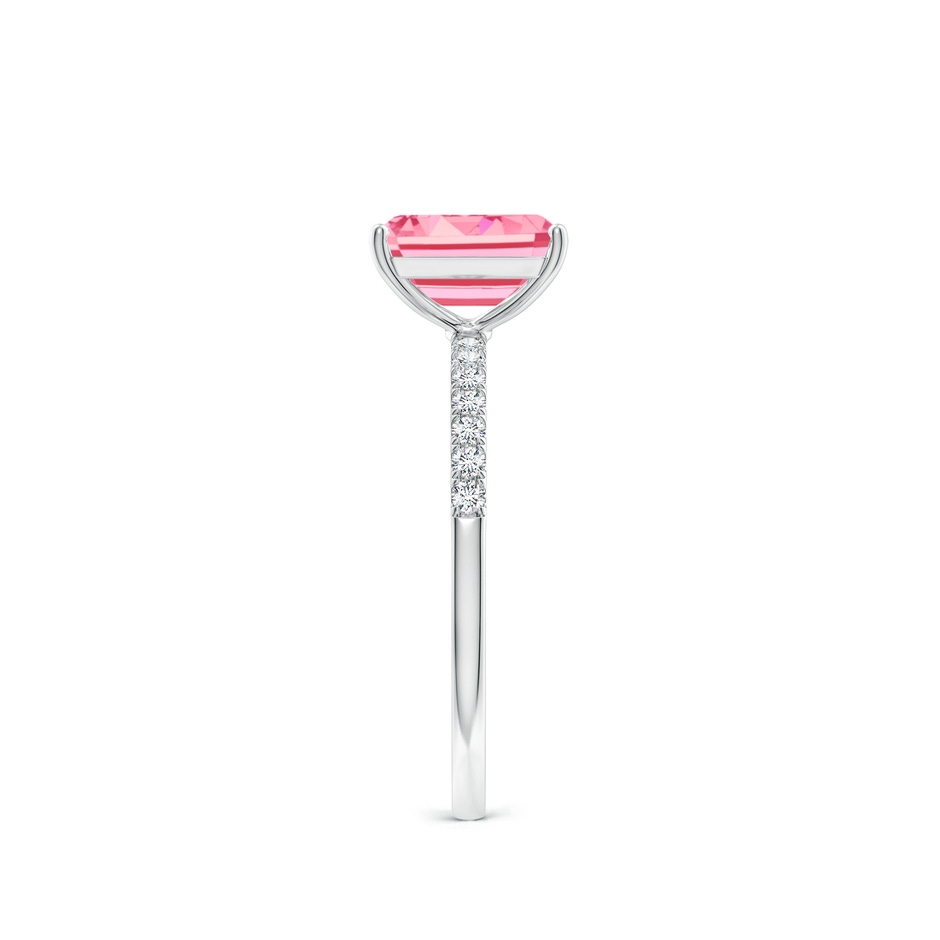 8x6mm Labgrown Emerald-Cut Lab-Grown Fancy Intense Pink Diamond Engagement Ring in S999 Silver side 299