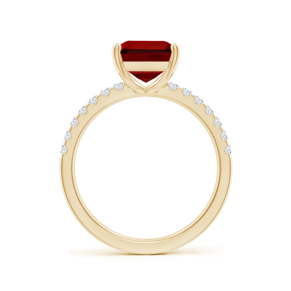 10x8mm Labgrown Lab-Grown Emerald-Cut Ruby Engagement Ring with Lab Diamonds in 18K Yellow Gold side 199