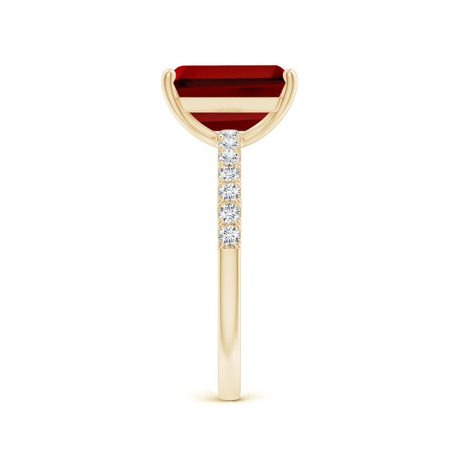 10x8mm Labgrown Lab-Grown Emerald-Cut Ruby Engagement Ring with Lab Diamonds in 18K Yellow Gold side 299