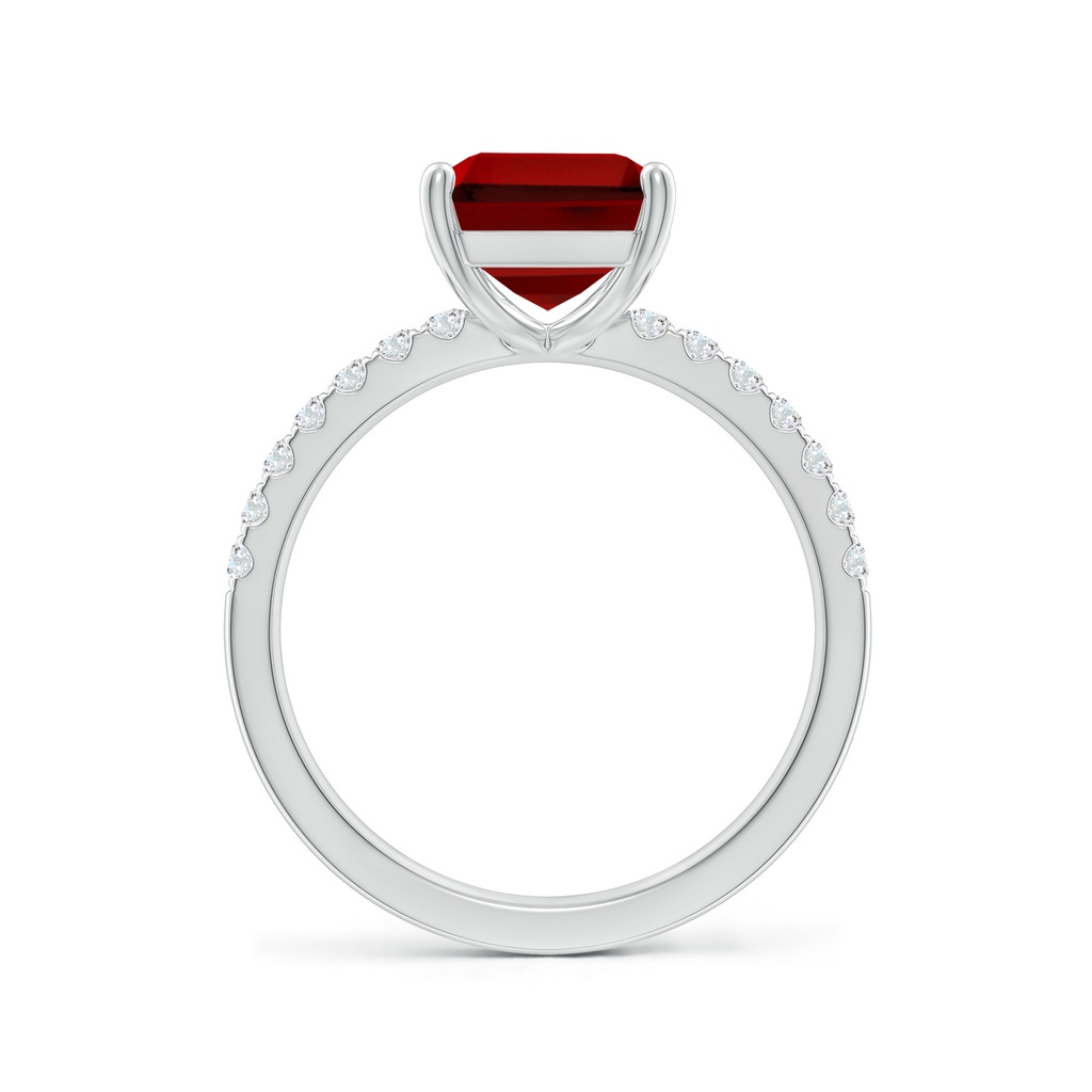 10x8mm Labgrown Lab-Grown Emerald-Cut Ruby Engagement Ring with Lab Diamonds in P950 Platinum - side 199