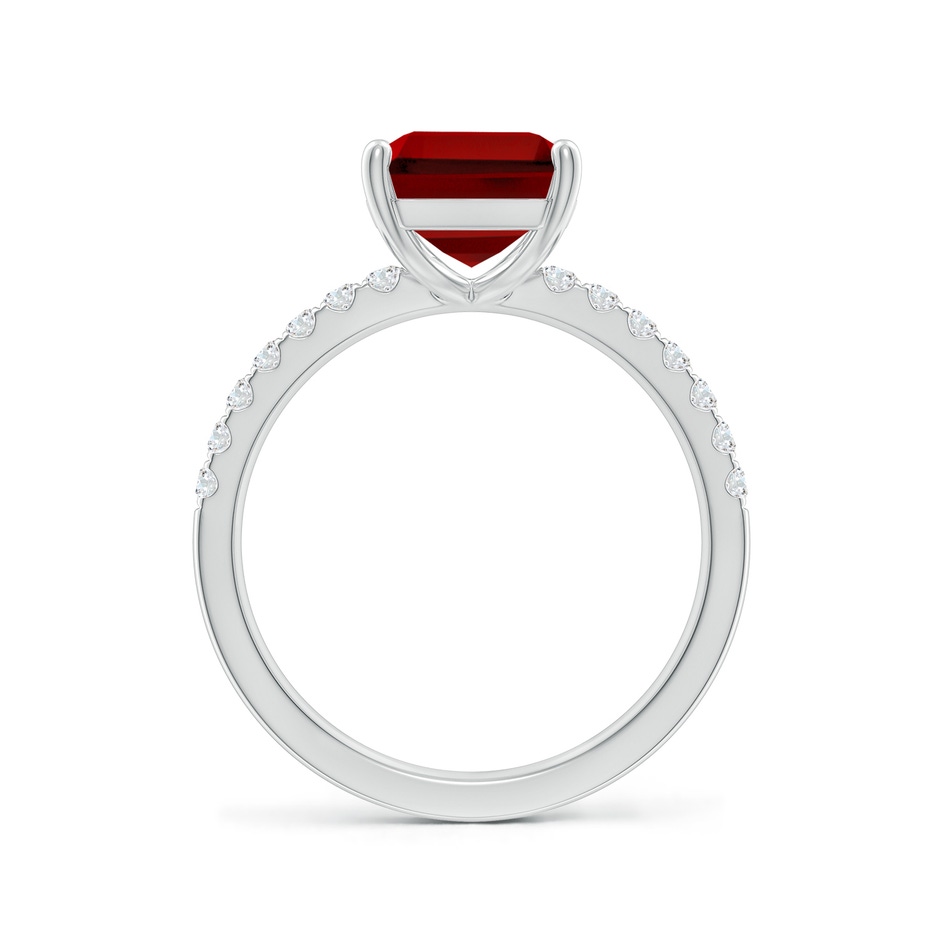 10x8mm Labgrown Lab-Grown Emerald-Cut Ruby Engagement Ring with Lab Diamonds in P950 Platinum side 199