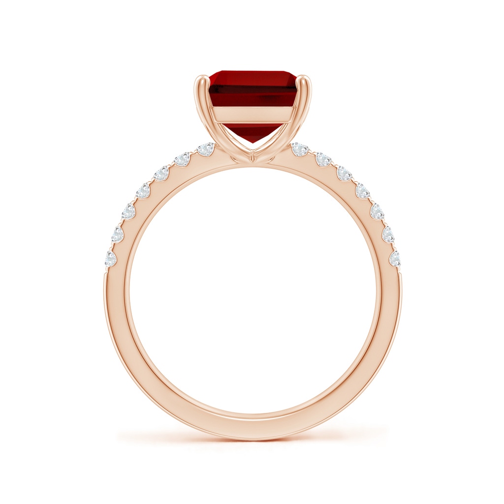 10x8mm Labgrown Lab-Grown Emerald-Cut Ruby Engagement Ring with Lab Diamonds in Rose Gold - side 199