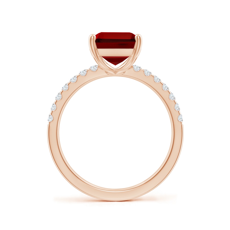 10x8mm Labgrown Lab-Grown Emerald-Cut Ruby Engagement Ring with Lab Diamonds in Rose Gold side 199