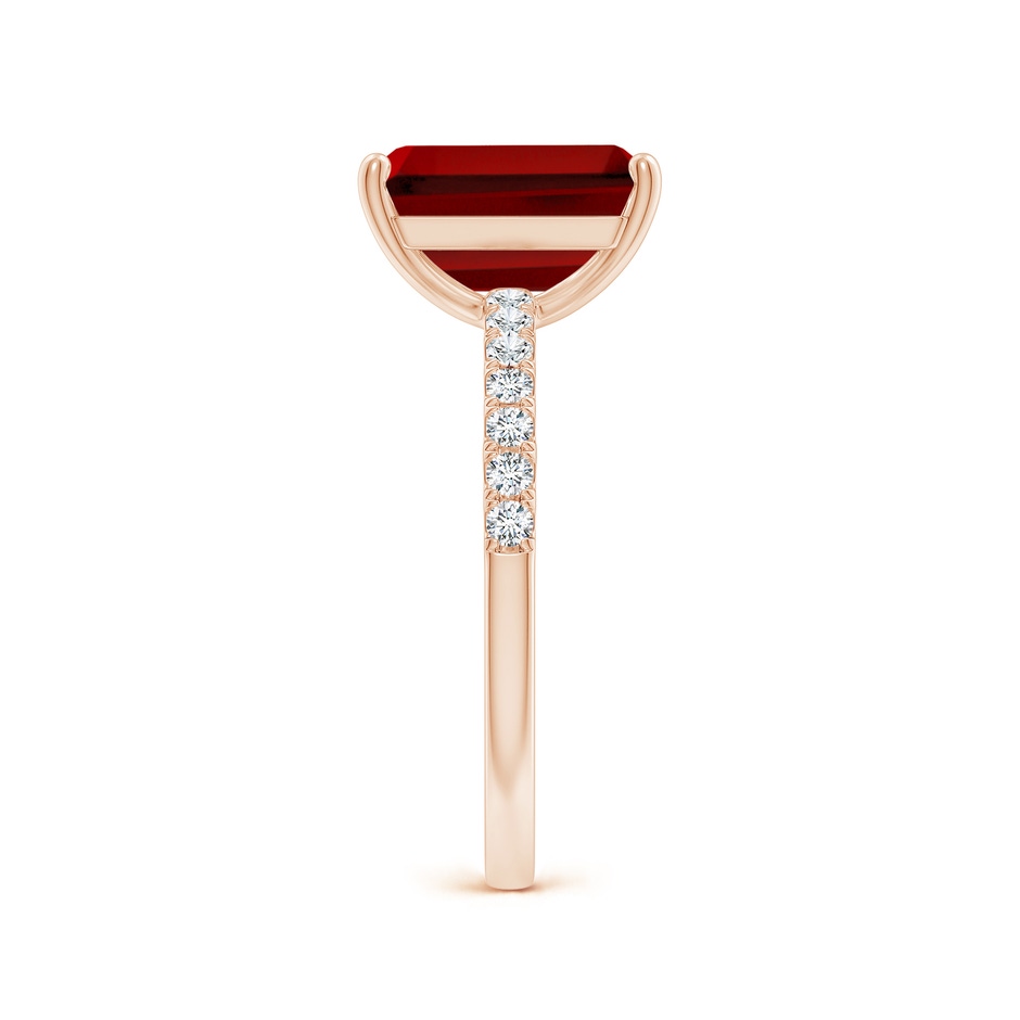 10x8mm Labgrown Lab-Grown Emerald-Cut Ruby Engagement Ring with Lab Diamonds in Rose Gold side 299
