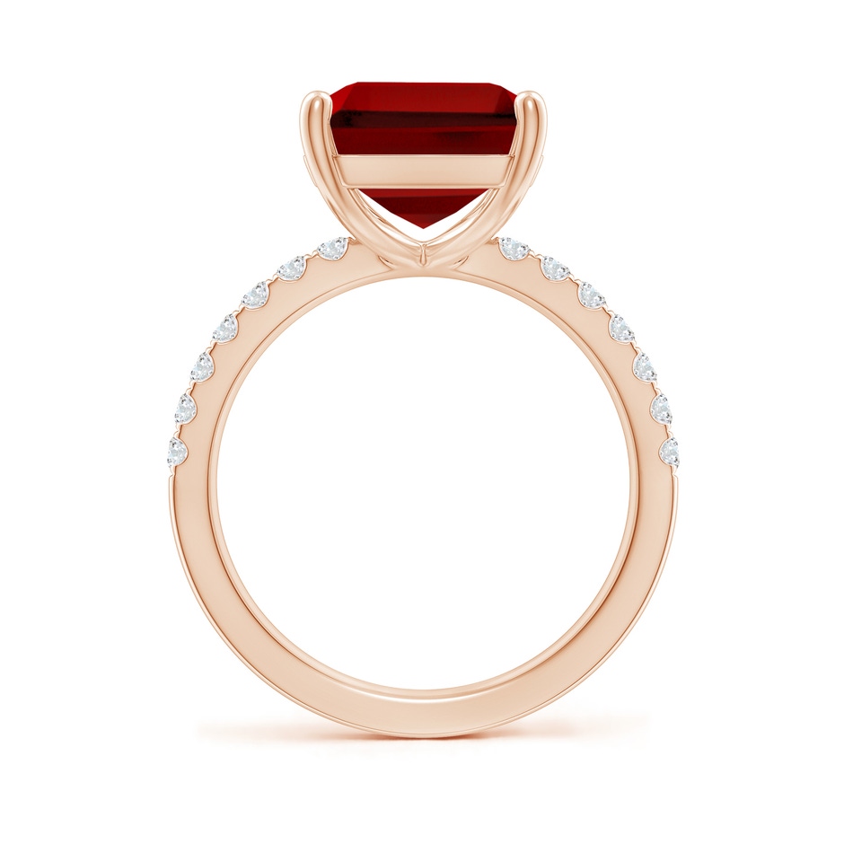 12x10mm Labgrown Lab-Grown Emerald-Cut Ruby Engagement Ring with Lab Diamonds in 18K Rose Gold side 199