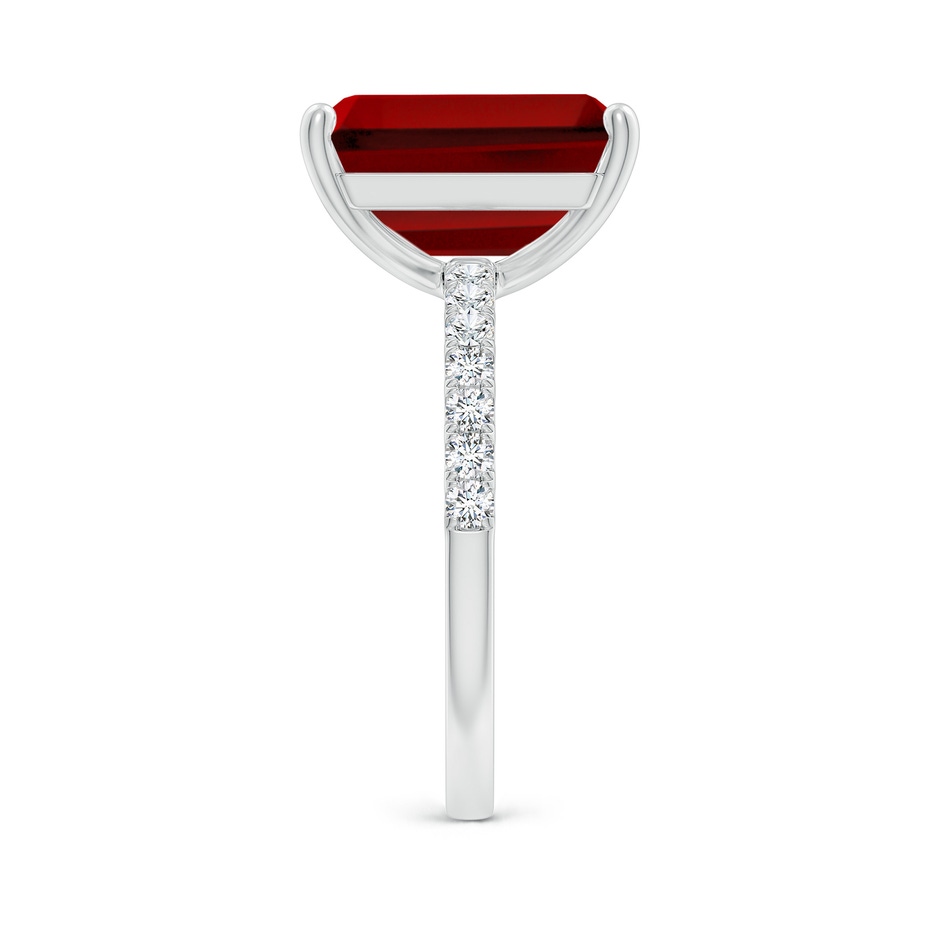 12x10mm Labgrown Lab-Grown Emerald-Cut Ruby Engagement Ring with Lab Diamonds in 18K White Gold side 299