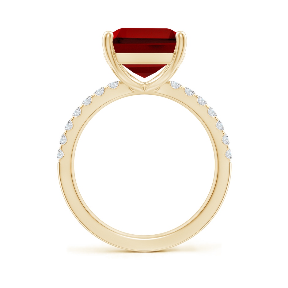 12x10mm Labgrown Lab-Grown Emerald-Cut Ruby Engagement Ring with Lab Diamonds in 18K Yellow Gold side 199