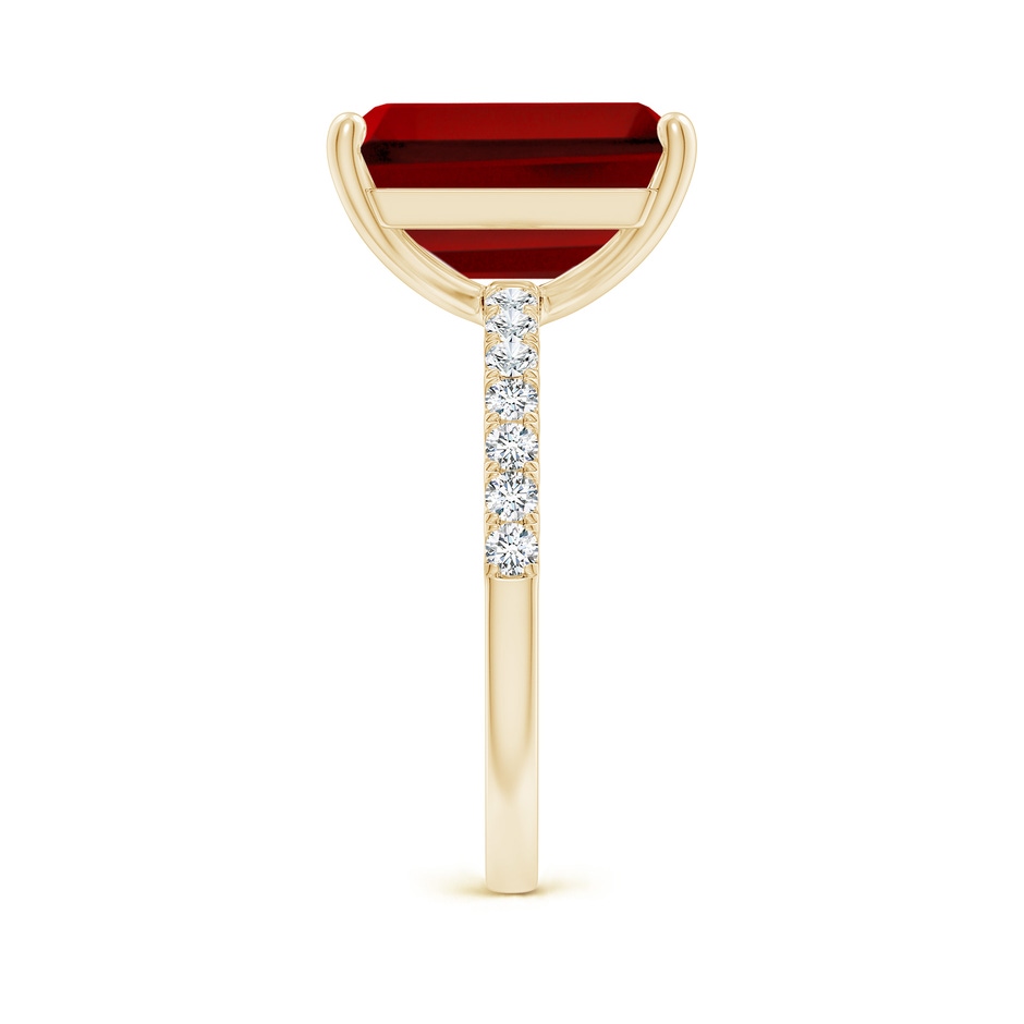 12x10mm Labgrown Lab-Grown Emerald-Cut Ruby Engagement Ring with Lab Diamonds in 18K Yellow Gold side 299