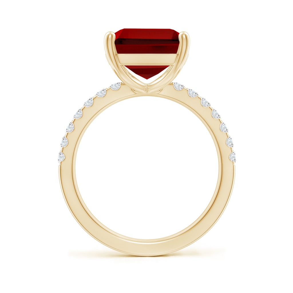 12x10mm Labgrown Lab-Grown Emerald-Cut Ruby Engagement Ring with Lab Diamonds in Yellow Gold - side 199