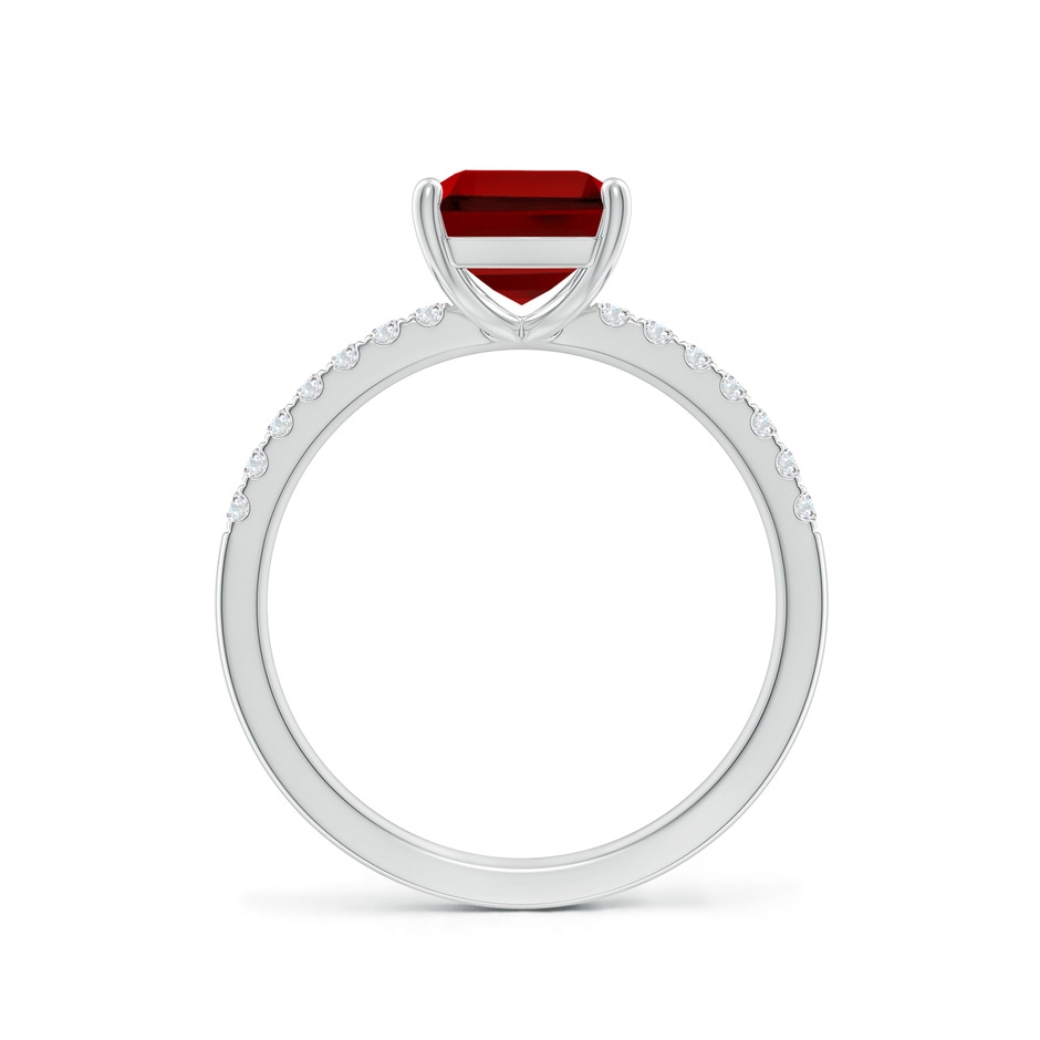 9x7mm Labgrown Lab-Grown Emerald-Cut Ruby Engagement Ring with Lab Diamonds in P950 Platinum side 199
