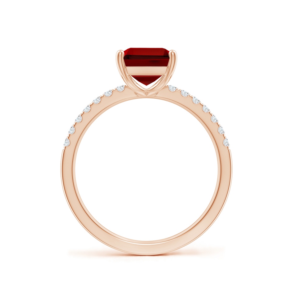 9x7mm Labgrown Lab-Grown Emerald-Cut Ruby Engagement Ring with Lab Diamonds in Rose Gold side 199