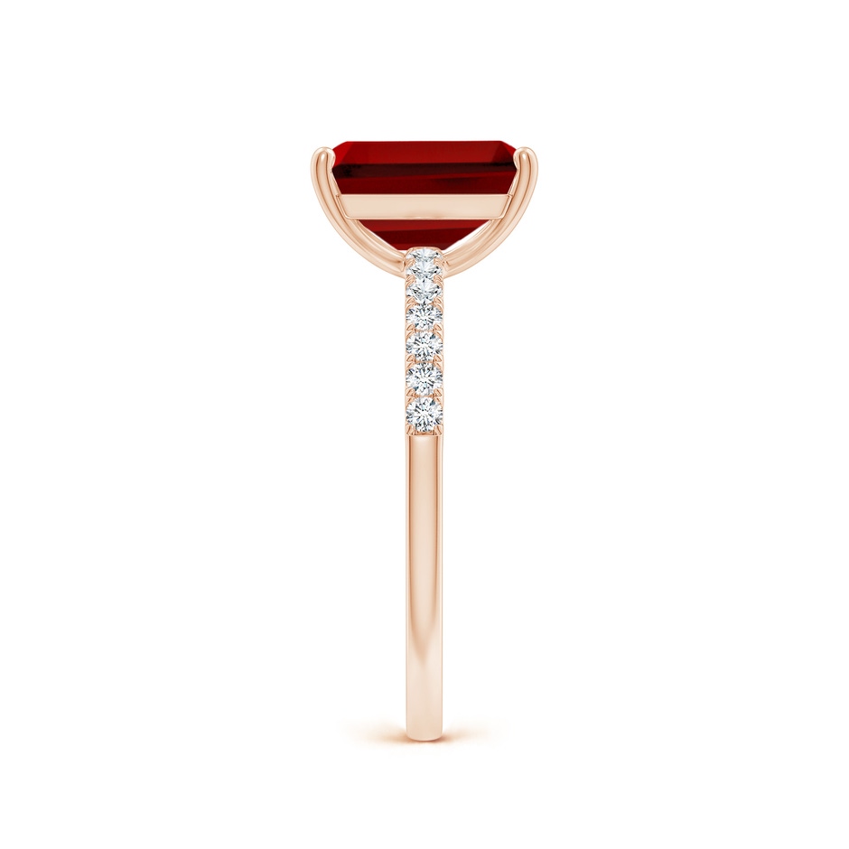 9x7mm Labgrown Lab-Grown Emerald-Cut Ruby Engagement Ring with Lab Diamonds in Rose Gold side 299