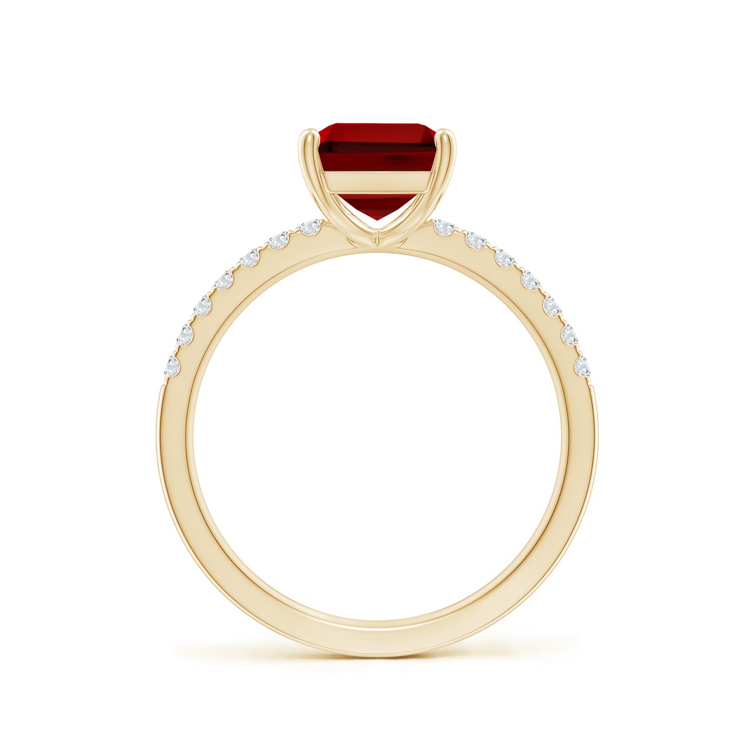 Lab-Grown Emerald-Cut Ruby Engagement Ring with Lab Diamonds