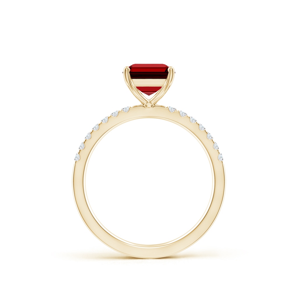 9x7mm Labgrown Lab-Grown Emerald-Cut Ruby Engagement Ring with Lab Diamonds in Yellow Gold Side 199