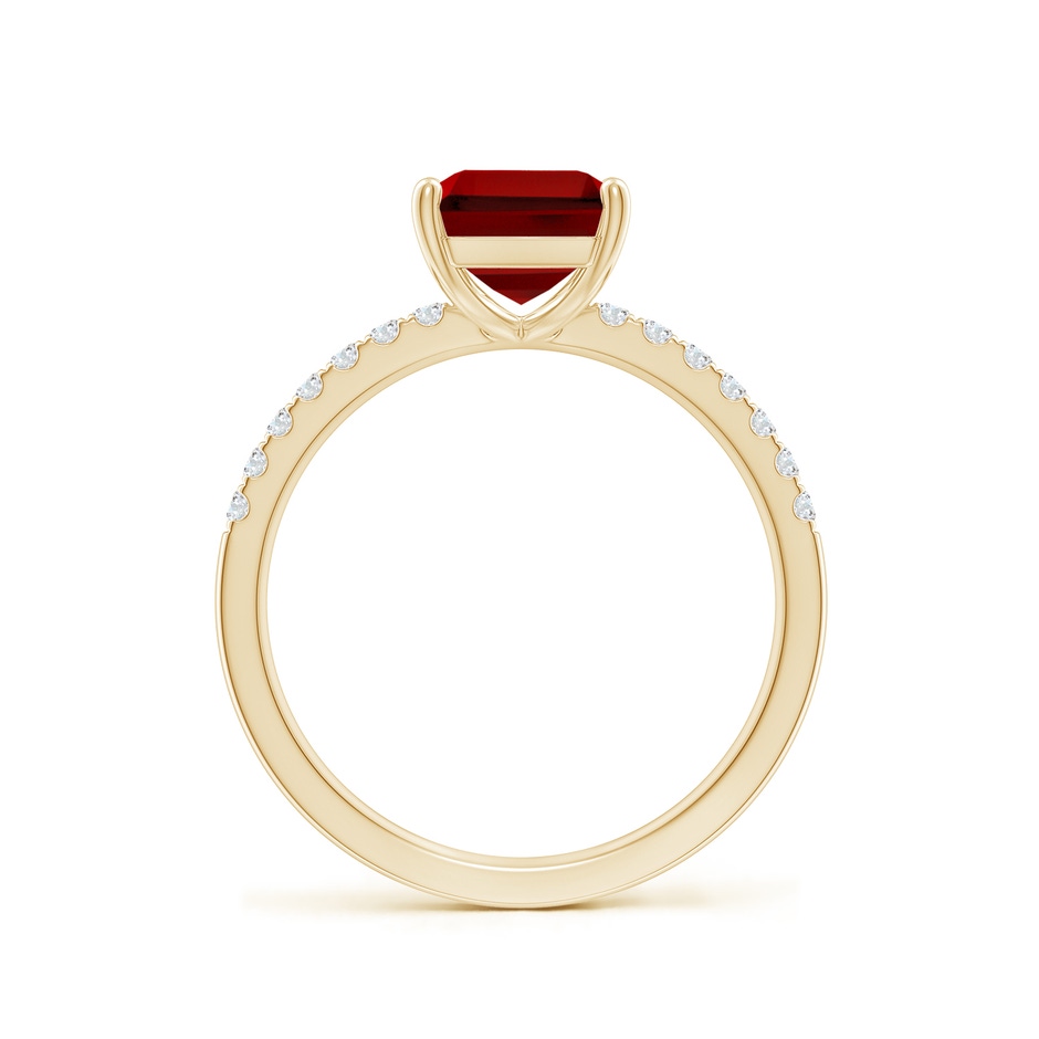 9x7mm Labgrown Lab-Grown Emerald-Cut Ruby Engagement Ring with Lab Diamonds in Yellow Gold side 199