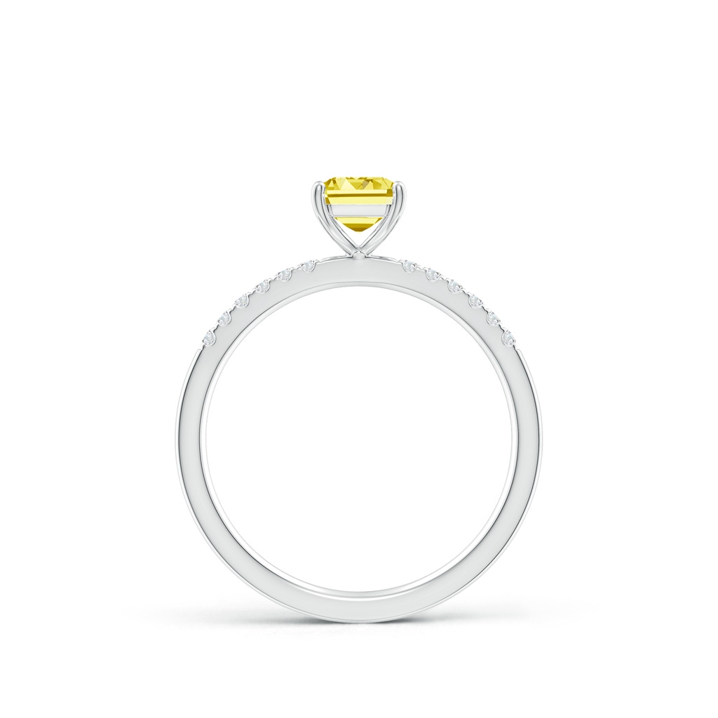 7x5mm Labgrown Emerald-Cut Lab-Grown Fancy Intense Yellow Diamond Engagement Ring in White Gold - side 199