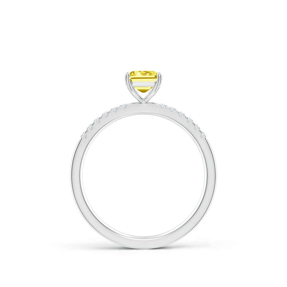 7x5mm Labgrown Emerald-Cut Lab-Grown Fancy Intense Yellow Diamond Engagement Ring in White Gold side 199