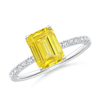 8x6mm Labgrown Emerald-Cut Lab-Grown Fancy Intense Yellow Diamond Engagement Ring in P950 Platinum