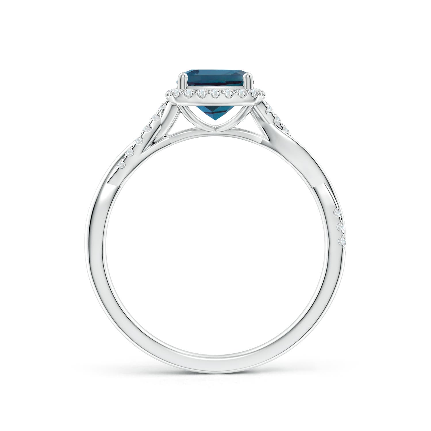 6mm Labgrown Twisted Shank Cushion Lab-Grown Alexandrite Halo Engagement Ring in 18K White Gold
