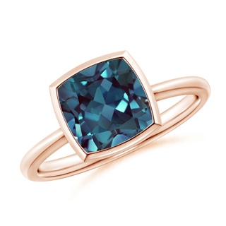 8mm Labgrown Bezel-Set Solitaire Lab-Grown Alexandrite Ring in Rose Gold