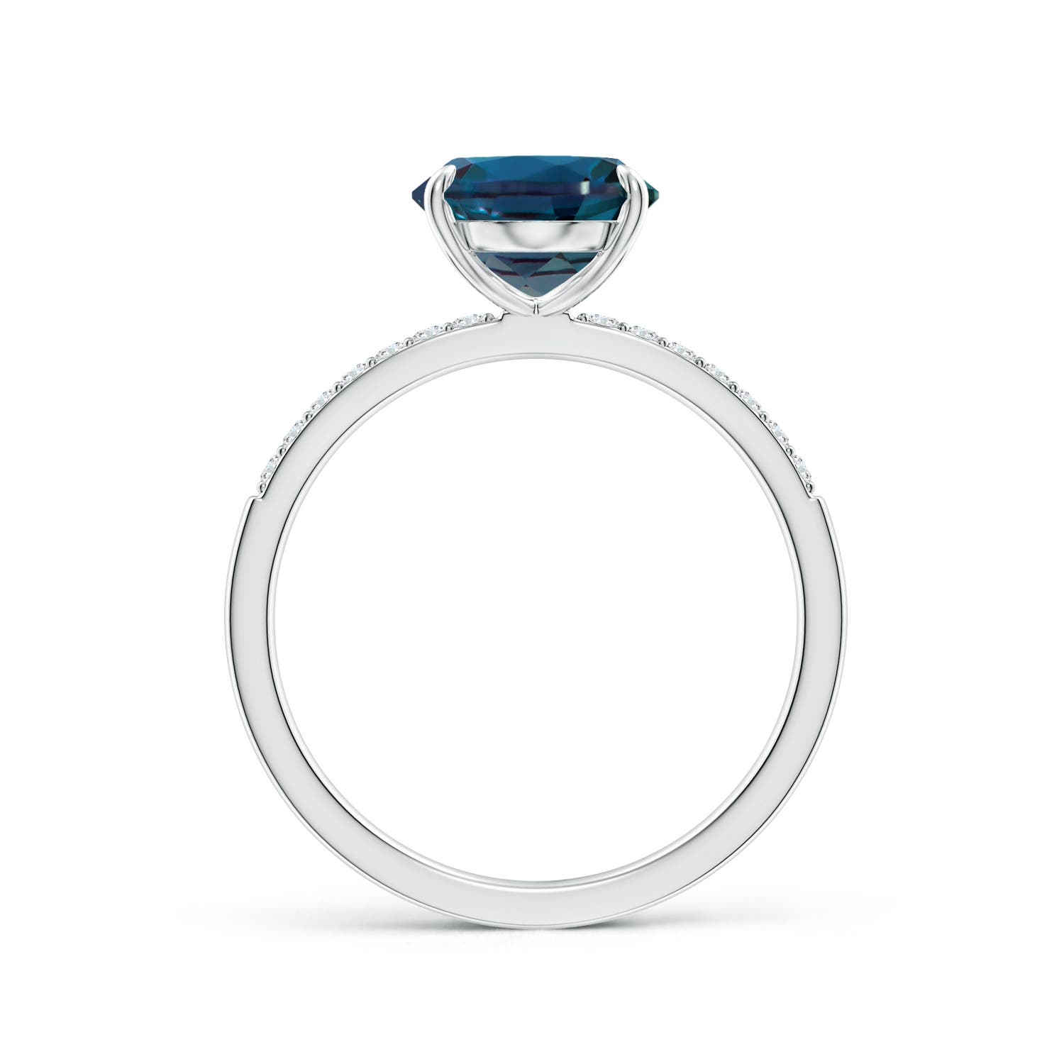 10x8mm Labgrown Claw-Set Oval Lab-Grown Alexandrite Ring with Diamonds in White Gold