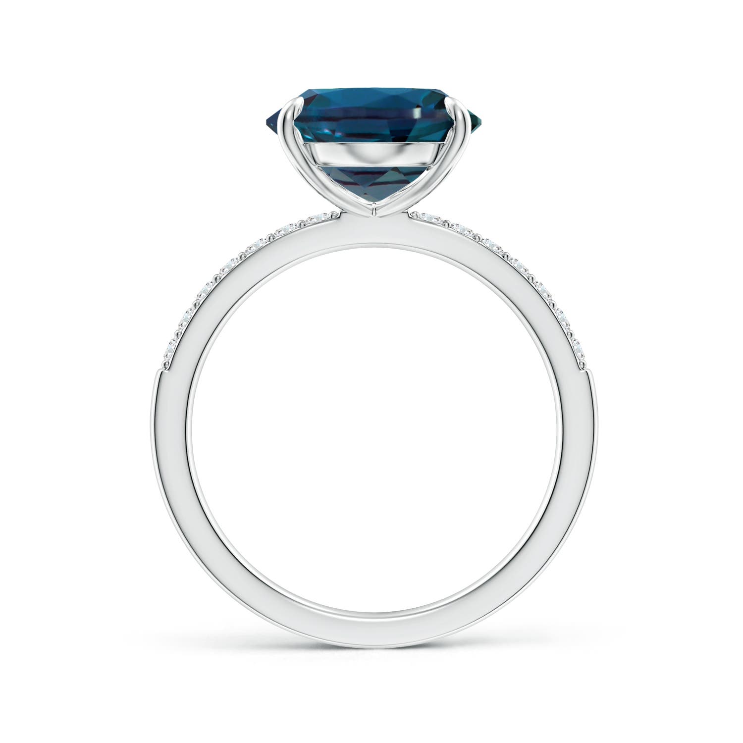 12x10mm Labgrown Claw-Set Oval Lab-Grown Alexandrite Ring with Diamonds in White Gold
