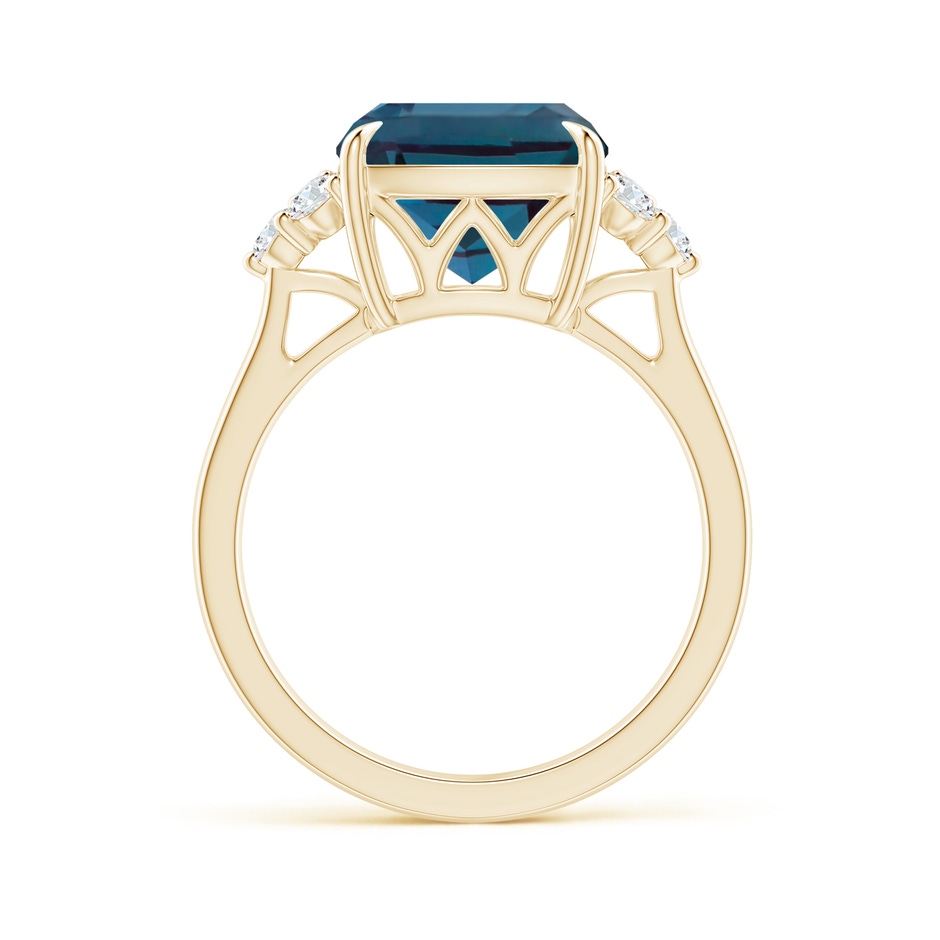 10mm Labgrown Cushion Lab-Grown Alexandrite Engagement Ring with Trio Diamonds in Yellow Gold side 199