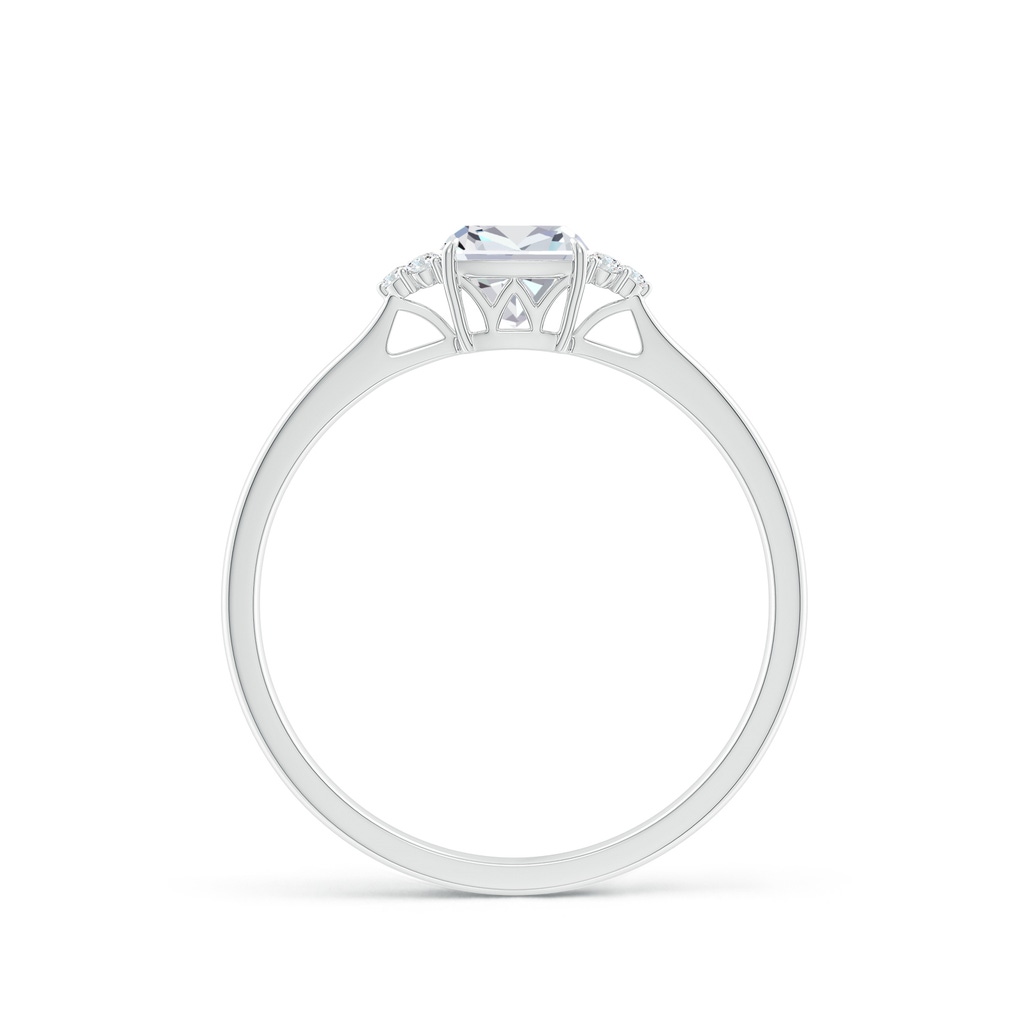 5mm FGVS Lab-Grown Cushion Diamond Engagement Ring with Trio Diamonds in White Gold Side 199