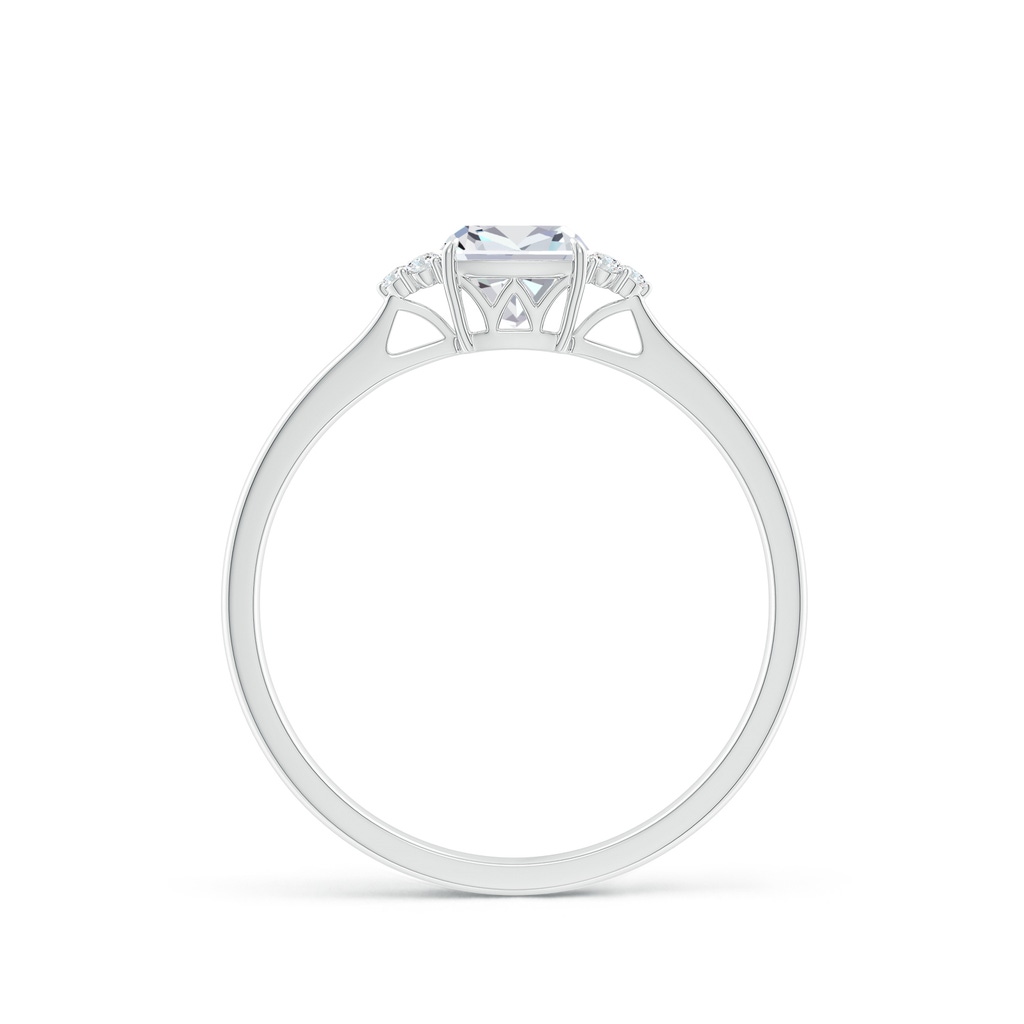 5mm FGVS Lab-Grown Cushion Diamond Engagement Ring with Trio Diamonds in White Gold - side 199