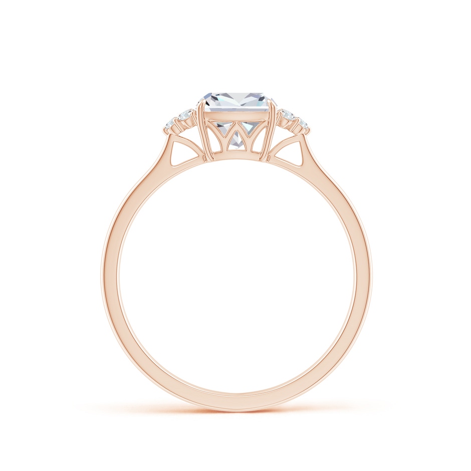 6mm FGVS Lab-Grown Cushion Diamond Engagement Ring with Trio Diamonds in Rose Gold side 199